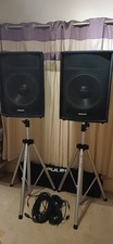 15 Inch 600w Speakers with 21m Cables and stands X2