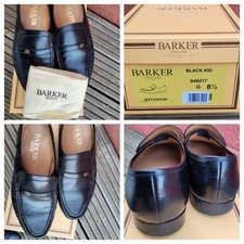 Barker black kid moccasins - black,