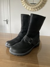 Merrell Emery Buckle Zip Leather Mid Calf Boot Black Air Cushion UK 6 FREE POST