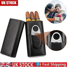 Travel Humidor Leather Cedar Wood Cigar Case Portable Holder With Cutter Gift
