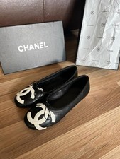 Chanel Black And White Leather Ballet Flats Size EU 40