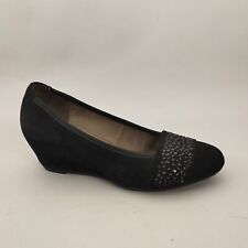 Gabor Shoes Womens Size 3 Black Suede Leather Pumps Wedge Comfort Smart Party
