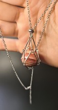 Natural Stunning Rhodochrosite Sphere Crystal Holder Necklace Stainless Steel...