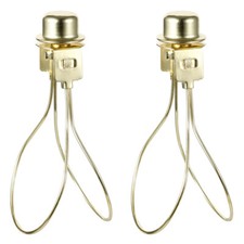 2Pack Lamp Shade Light Bulb Clip Adapter with Shade Attaching Finial Top Brass