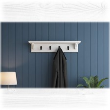 White Wooden Coat Rack with Shelf – Hidden Fixings | Made to Order