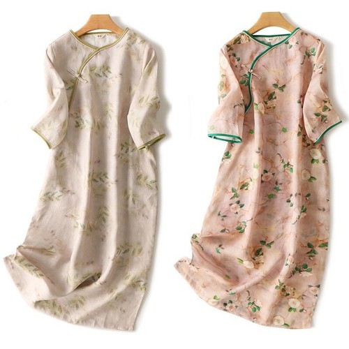 Women chinese cheongsam linen - cheongsam,