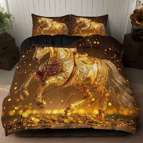 Gold coin horse - coin, duvet