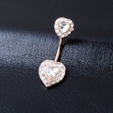 Heart Belly Button Bar Barbell Crystal Drop Dangle Body Piercing Navel Ring Bars