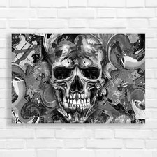 Vibrant Skull Abstract Black
