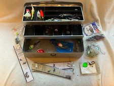 💙RARE My Buddy Fishing Metal Tackle Box INCLUDES HUGE LOT VTG LURES JIGS