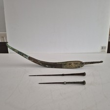 Genuine Roman Bronze Spear And Two Large Pins