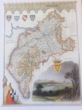 Cumberland Antique Colour Map by Thomas Moule County Maps of Old England 14“