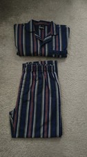 MENS NAVY STRIPED 100% BRUSHED