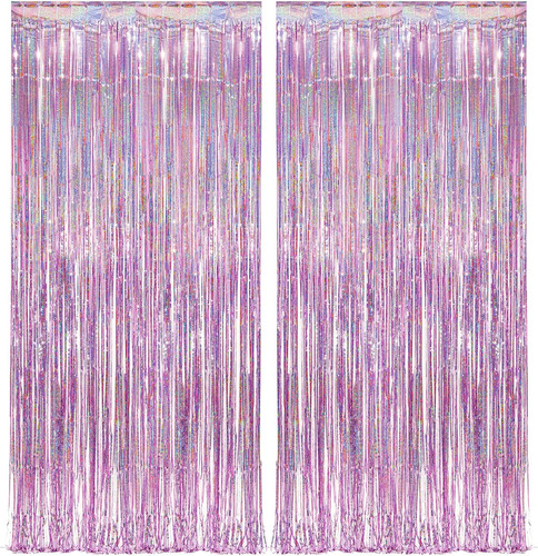 Pink tinsel curtain party - curtain,
