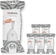 Brabantia PerfectFit Bin Liners Size H/50-60 L Thick Plastic Trash Bags Tie Tape