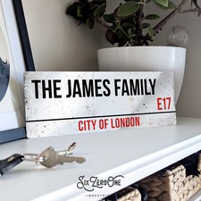 Personalised Landscape FAMILY NAME Metal Sign Wall home London street road est.