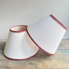 Pair Vintage Lampshades Cream Burgundy Gold 80s 90s Retro Flared Coolie