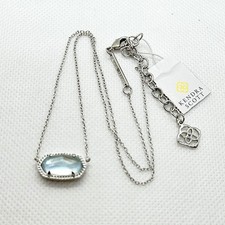 New Kendra Scott Elisa Silver Pendant Necklace In Light Blue Illusion
