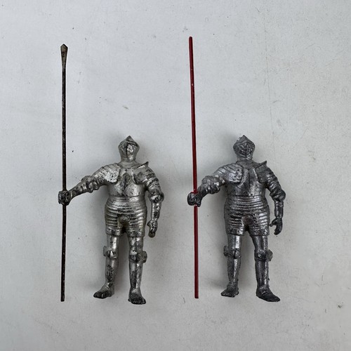 Pair painted lead knight - a,