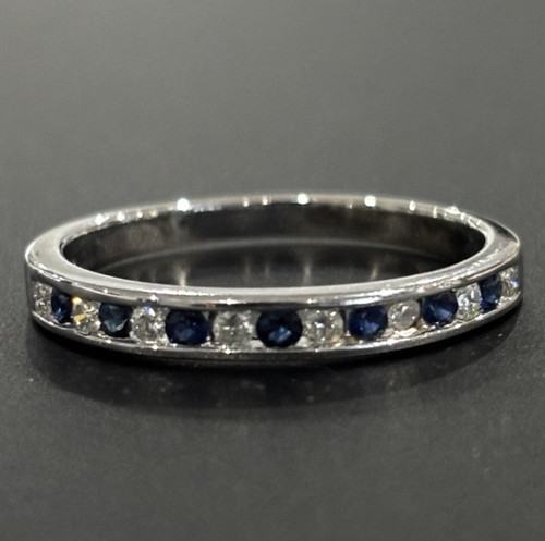 9ct 375 white gold sapphire - 9ct, &
