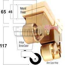 4x Wood Furniture Sofa Legs M8 Replacement Chair, Settee Feet & Castors 117mm