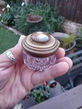 Fabulous Handpainted Signed Portrait Cold Cream/Ointment Pot Lid & Original Base