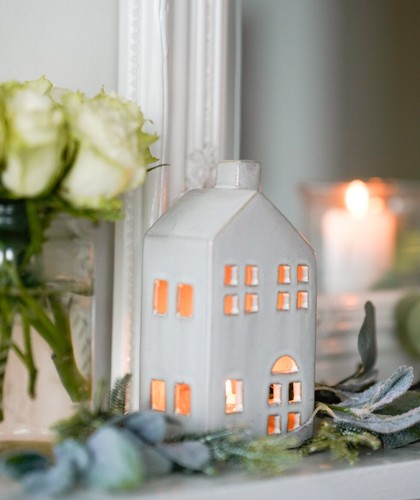 Pottery tealight house candle - pottery,
