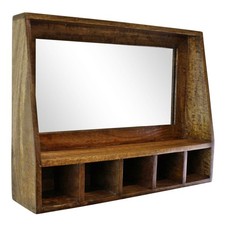 Wooden Wall Mirror With Shelf