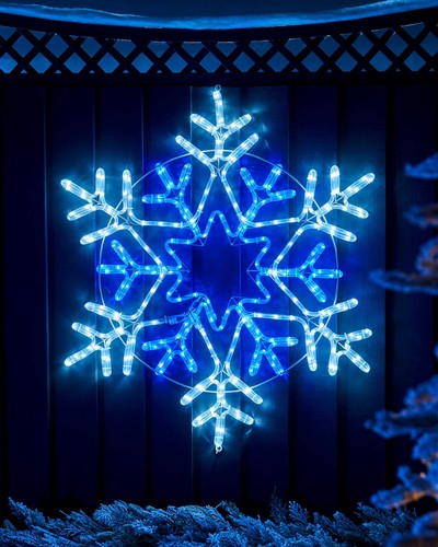 90cm pre lit - snowflake, blue