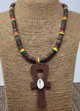 Rasta Ankh Necklace 3" Pendant