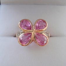 Certified 2.87ct Bezel Set Pink Sapphire Yellow Gold Ring