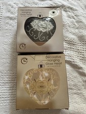 Decorative Hanging Glass Heart with 10 Warm White LEDs 