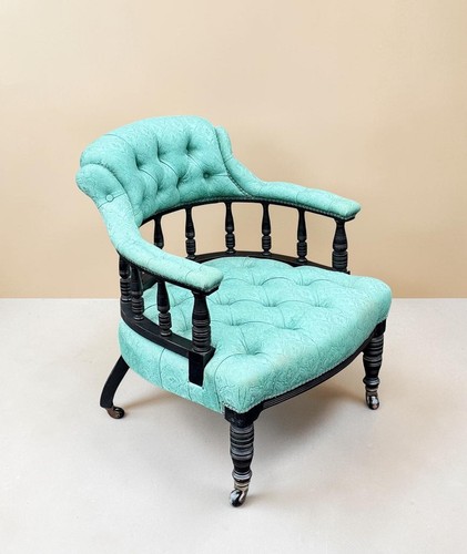 Ebonised club chair - chair, tub