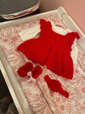 Hand crochet baby newborn set knitted baby girl dress set white pink photography