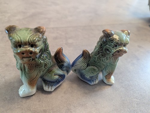 Pair vintage foo dog - a,