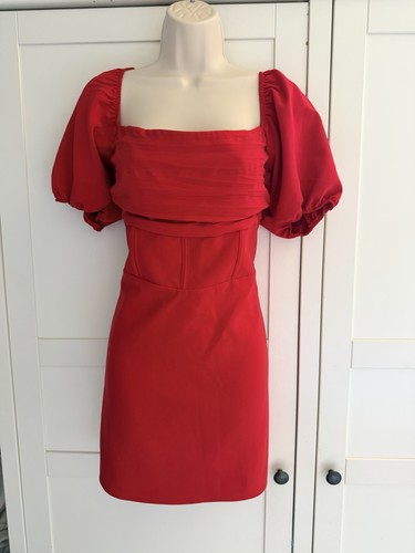 Hollister red puff sleeve mini - red,