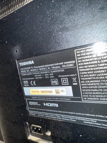 Toshiba 50l2556db 50in full - 50in, hd