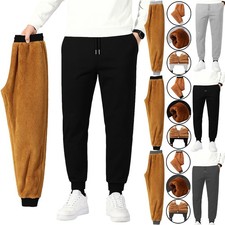Mens Thermal Fleece Sherpa Lined Jogger Pant Sweatpants Winter Warm Thick S-3XL