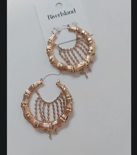 River island gold bamboo hoop - bamboo,