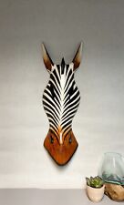 Zebra Mask Wooden Hand Carved Wall Hanging Art Fair Trade Hand Painted Varnished