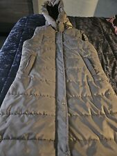 Grey Hooded Long Padded Gilet Size L (Perfect For M)