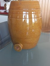  Antique 14" Stoneware Honey Glaze 3 Gallon Spirit Barrel. 7kgs.Garden Seat.