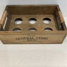 WOODEN SHABBY CHIC VINTAGE GENERAL STORE EGGS HOLDER FOR 6 EGGS