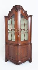 Antique French Corner Cabinet Mahogany Vitrine 1860