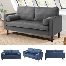 Modern Velvet Sofa Chair Loveseat Button Tufted Couch 2 Seater Home Office Grey