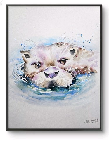 Original otter watercolour - original,