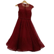 Marchesa Notte Dress size 2 Women's Red Nylon Net Jewelled Event Party Preloved 