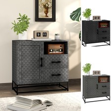 Storage Cupboard with Adjustable Shelf, Open Compartment and 2 Drawers