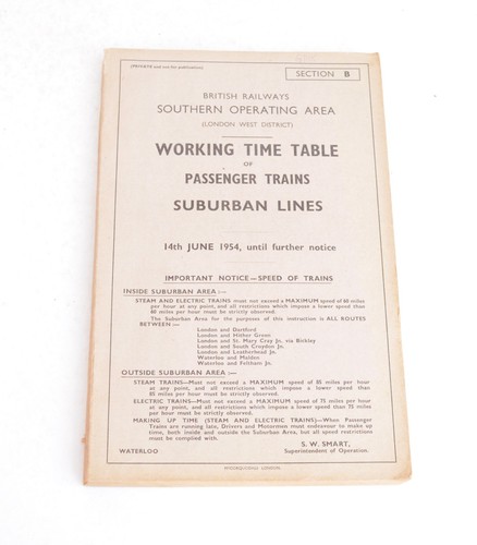 Railway working timetable - timetable, br