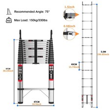 Telescopic Ladder 5M | Multi-Purpose Extendable Ladder | Loft Roof Access
